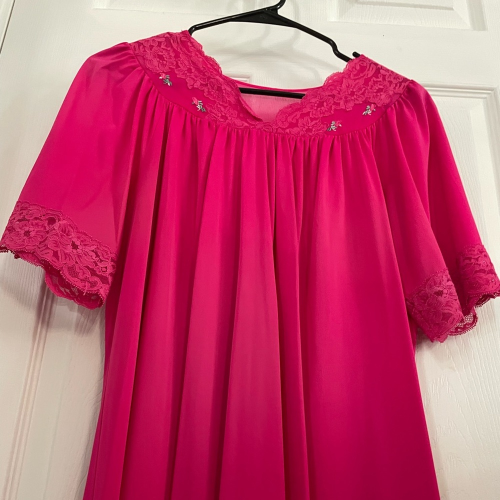 Vibrant Pink Lace Nightgown fairy Cottagecore maxi
